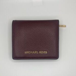Michael Kors Maroon Leather Wallet with Gold Logo